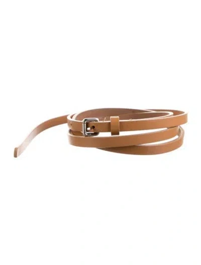 Pre-owned Michael Kors Skinny Leather Belt In Brown