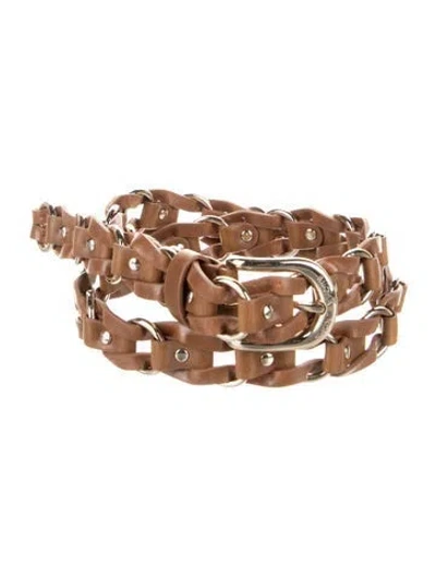 Pre-owned Michael Kors Skinny Leather Belt In Brown