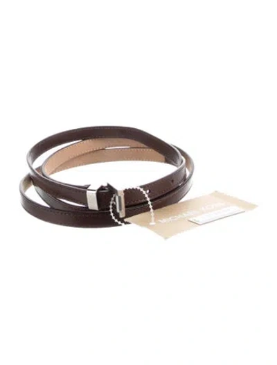 Pre-owned Michael Kors Skinny Leather Belt Kit In Black