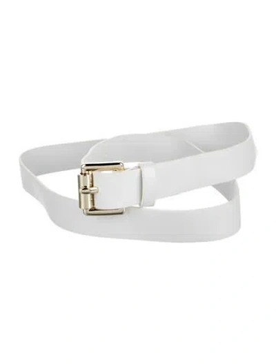 Pre-owned Michael Kors Skinny Leather Belt In White