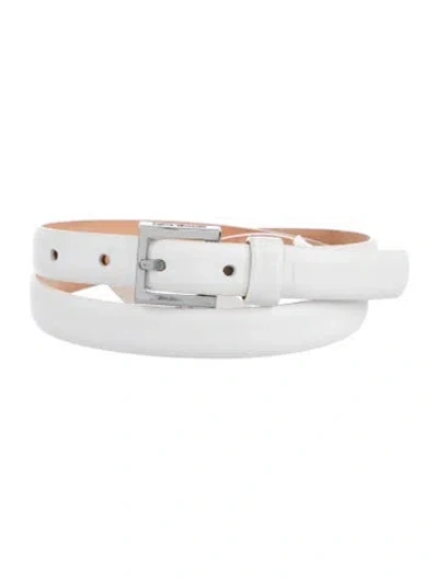 Pre-owned Michael Kors Skinny Leather Belt In White