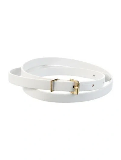 Pre-owned Michael Kors Skinny Leather Belt In White