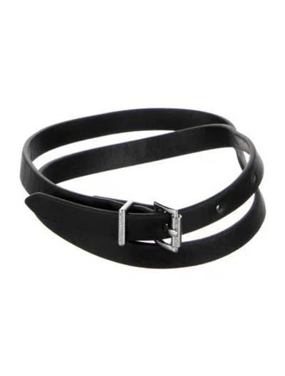 Pre-owned Michael Kors Skinny Leather Waist Belt In Black