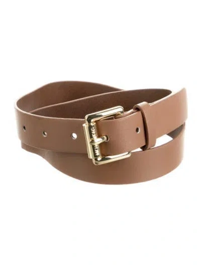 Pre-owned Michael Kors Skinny Leather Waist Belt In Brown