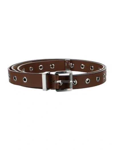 Pre-owned Michael Kors Skinny Leather Waist Belt In Brown