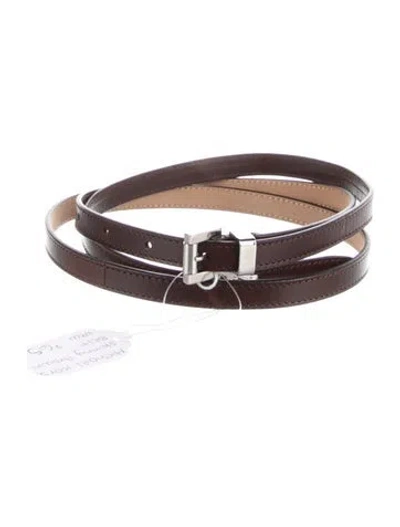 Pre-owned Michael Kors Skinny Leather Waist Belt In Brown