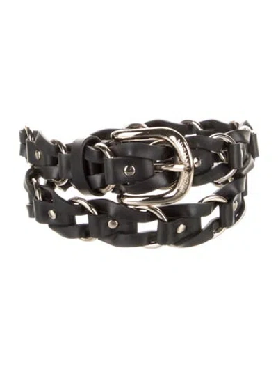 Pre-owned Michael Kors Skinny Leather Waist Belt In Multi
