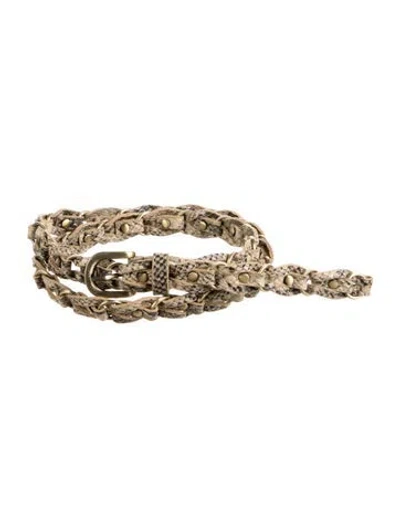 Pre-owned Michael Kors Skinny Leather Waist Belt In Neutral