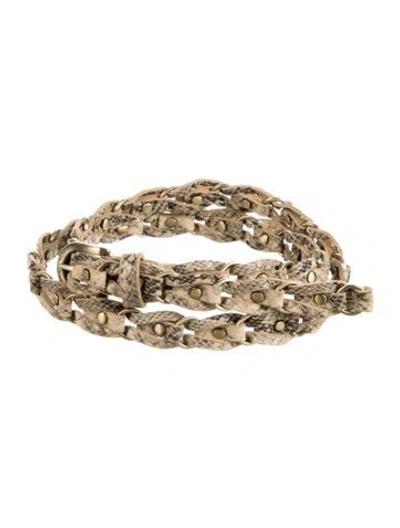 Pre-owned Michael Kors Skinny Leather Waist Belt In Neutral