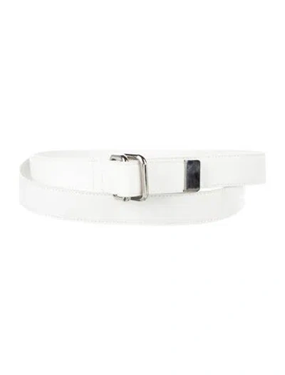 Pre-owned Michael Kors Skinny Leather Waist Belt In White