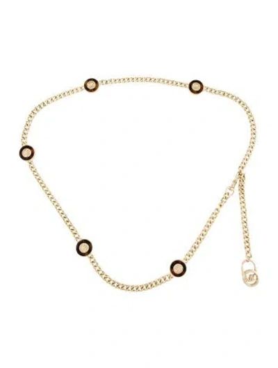 Pre-owned Michael Kors Skinny Metal Chain-link Belt In Gold