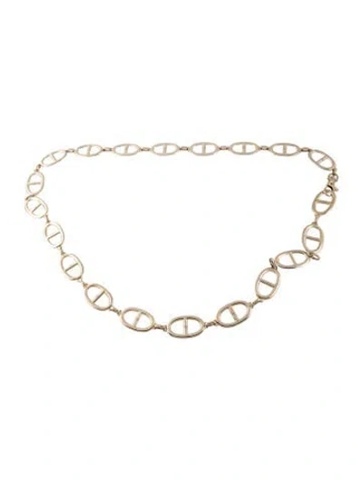 Pre-owned Michael Kors Skinny Metal Chain-link Belt In Gold