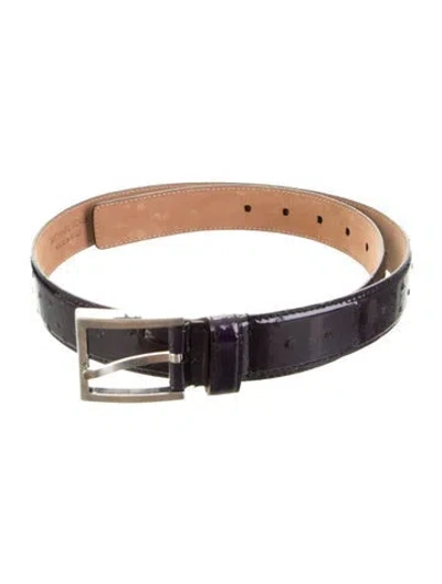 Pre-owned Michael Kors Skinny Ostrich Belt In Purple