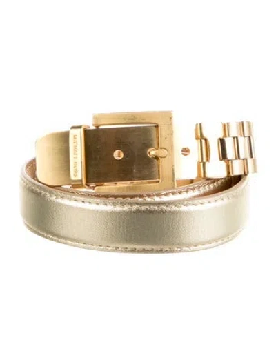 Pre-owned Michael Kors Skinny Patent Leather Belt In Gold