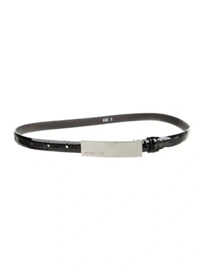 Pre-owned Michael Kors Skinny Patent Leather Waist Belt In Black