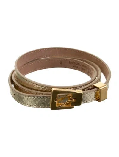 Pre-owned Michael Kors Skinny Python Belt In Gold