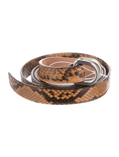 Pre-owned Michael Kors Skinny Snakeskin Belt In Brown