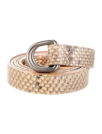 Pre-owned Michael Kors Skinny Snakeskin Belt In Neutral