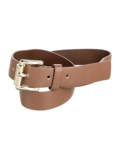 Pre-owned Michael Kors Skinny Vegan Leather Belt In Brown