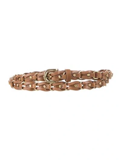 Pre-owned Michael Kors Skinny Vegan Leather Belt In Brown
