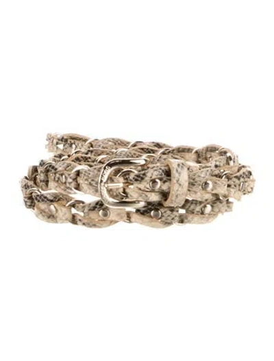 Pre-owned Michael Kors Skinny Vegan Leather Belt In Neutral