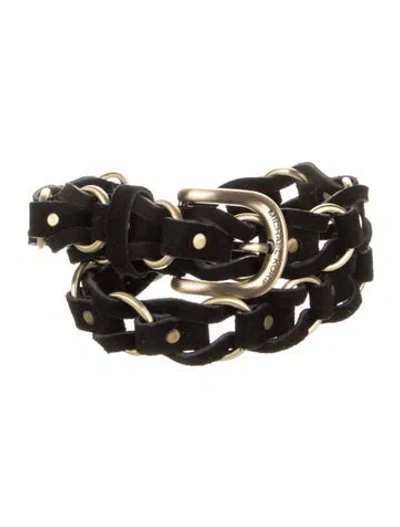 Pre-owned Michael Kors Skinny Waist Belt In Black