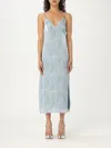 Michael Kors Jacquard Texture Knee Length Dress In Gnawed Blue
