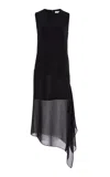 Michael Kors Skirt-veiled Stretch-wool Crepe Midi Dress In Black