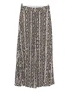 Michael Kors Snake Print Pleated Crepe Skirt With Elastic Waistband In Black
