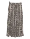 Michael Kors Snake Print Pleated Crepe Skirt With Elastic Waistband In Black