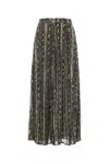 Michael Kors Snake Print Pleated Crepe Skirt With Elastic Waistband In Black