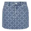 Michael Kors Empire Diamond Print Denim Skirt In Blue