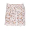 Michael Kors Studded Corded Floral Lace Mini Skirt In White