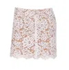 Michael Kors Studded Corded Floral Lace Mini Skirt In White