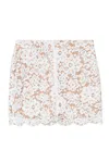 Michael Kors Studded Corded Floral Lace Mini Skirt In White