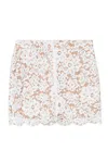 Michael Kors Studded Corded Floral Lace Mini Skirt In White