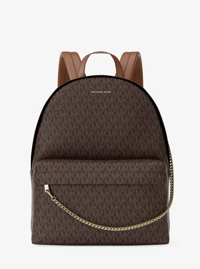 Michael Kors Slater Large Signature Logo Backpack In Brown