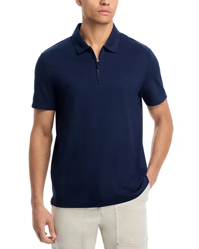 Michael Kors Sleek Pique Zip Polo Shirt In Midnight