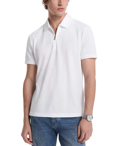 Michael Kors Sleek Pique Zip Polo Shirt In White