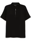 Michael Kors Sleek Pique Zip Polo Shirt In Black