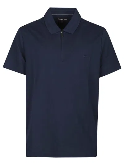 Michael Kors Sleek Short Sleeve Zip Polo Shirt In Blue