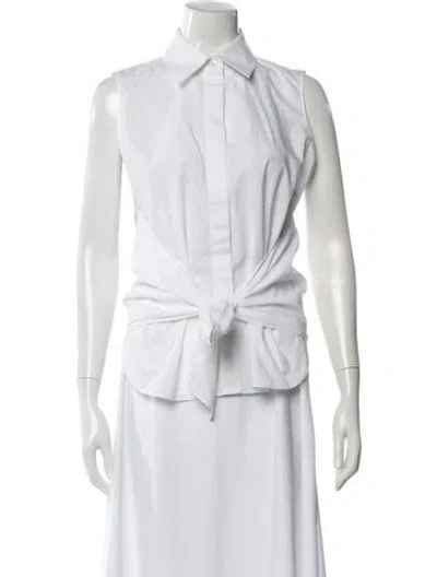 Pre-owned Michael Kors Sleeveless Button-up Top In White