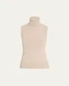 Michael Kors Sleeveless Cashmere Turtleneck In Neutral