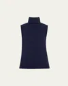Michael Kors Sleeveless Cashmere Turtleneck In Maritime
