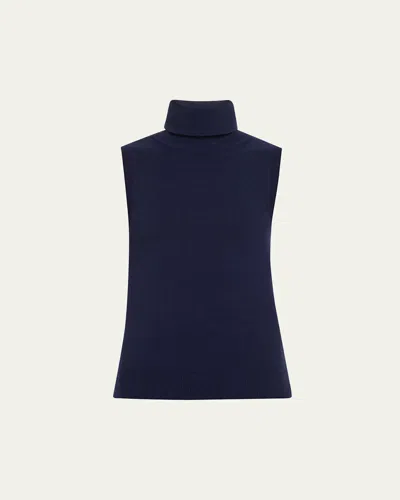 Michael Kors Sleeveless Cashmere Turtleneck In Maritime