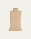 Michael Kors Sleeveless Cashmere Turtleneck In Sand