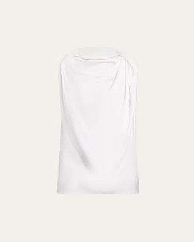 Michael Kors Sleeveless Draped High-neck Blouse In White