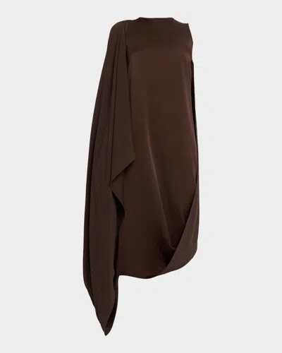 Michael Kors Sleeveless Draped Techno Midi Dress In Burgundy