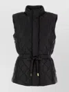 Michael Kors Sleeveless Jacket With High Collar And Quilted Design In Black