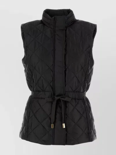 MICHAEL KORS SLEEVELESS JACKET WITH HIGH COLLAR AND QUILTED DESIGN